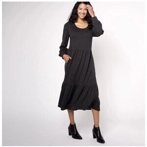 Denim & Co. Canyon Retreat Easy Midi Boot Dress Washed Black Size 1X